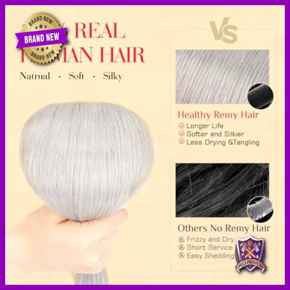 Real Human Hair Clip-In Extensions, 10 Inches, 6 Piece Set, Single Clip Design